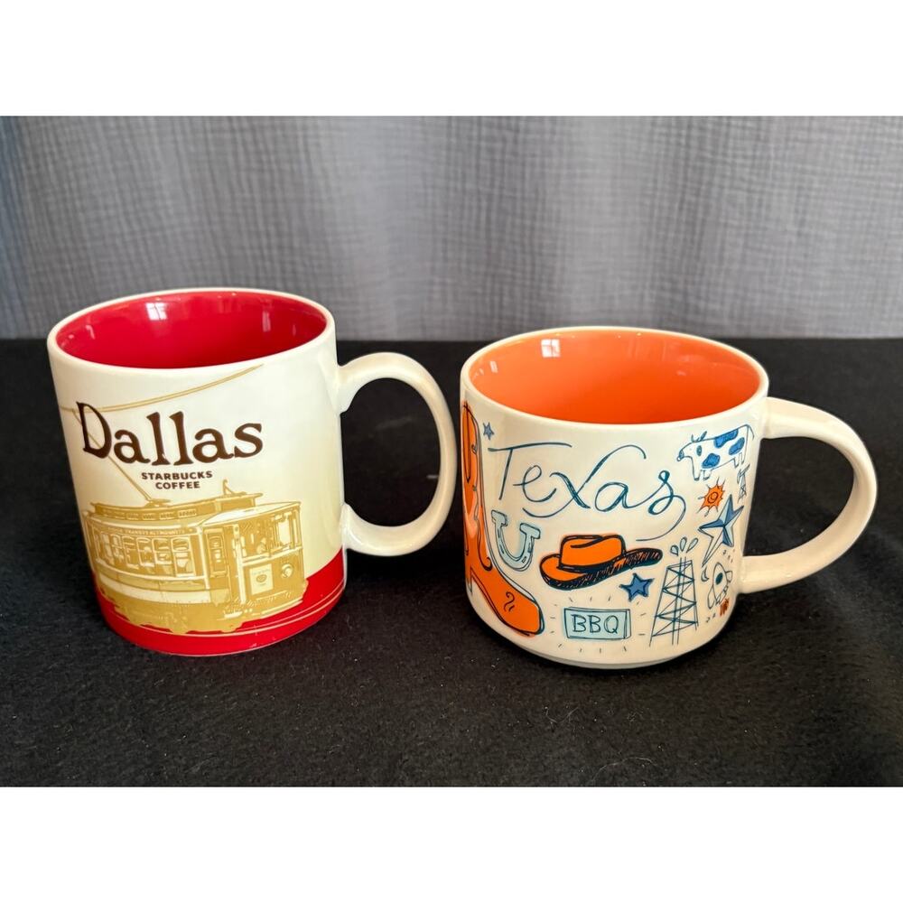 2 Starbucks "You are Here" Mugs   Dallas (RARE)  and Texas
